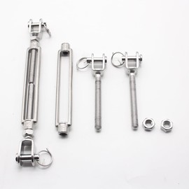 Heavy Duty Turnbuckle 5/16" x 11" Jaw & Jaw,304 Stainless Steel,Adjustable Rigging Hardware for Stage, Marine, Construction (Pack of 2) (M8)
