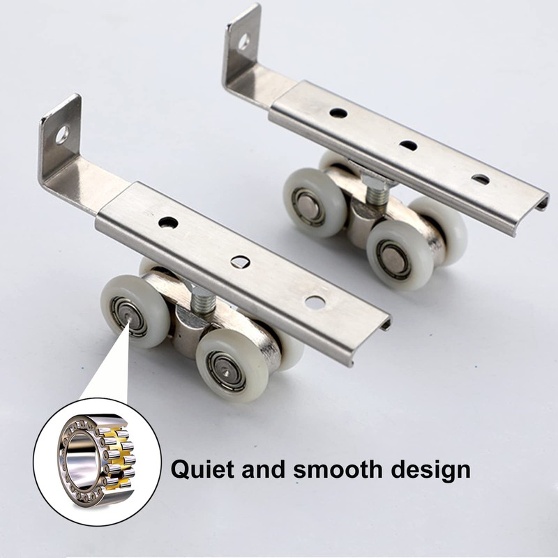 2pcs 4-Wheel Metal Sliding Track Pocket Door Roller Wheel Set