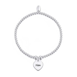 Philip Jones Nan Heart Charm Beaded Stretch Bracelet