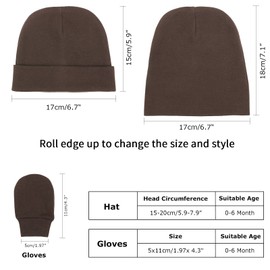 DRESHOW Newborn Baby Hat and Gloves Set Beanie Clothing Unisex Infant Hat Nursery Hat Baby Boys Girls 0-6 Months, 4 Sets F08: Cotton Hats & Mittens