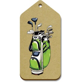 10 x Large 'Golf Bag Filled with Clubs' Wooden Gift Tags (TG00129894)