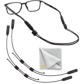 SIGONNA Glasses Holder Strap - Eyeglasses Lanyards for Men Women - No Tail Glasses Chain Cord - Adjustable Sunglasses Strap Leash 20” - 2 Pcs (Midnight Black)