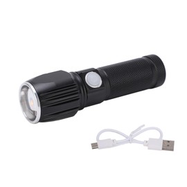 Flash Light P01 Portable Waterproof Black Handheld Flashlights with Data Cable for Camping Hiking Walking