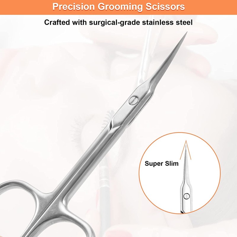 CGBE Professional Curved Tip Cuticle Scissors Stainless Steel Silver