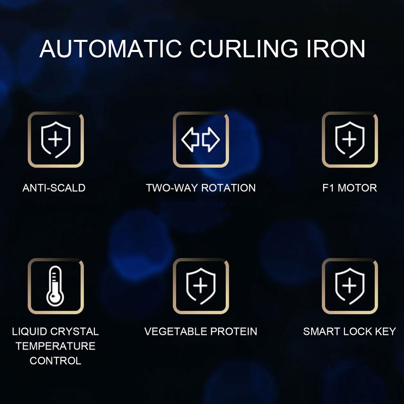 Automatic Hair Curling Iron AntiScald Portable LCD Hair Curling Wand