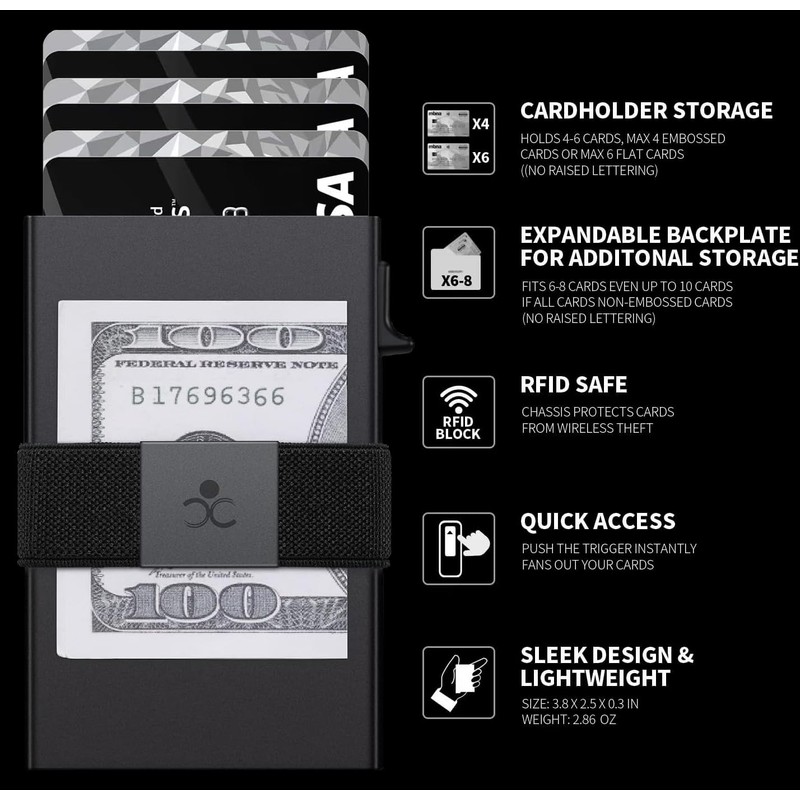 SEMORID Slim Aluminum Card Holder Wallet for Men, Durable Expandable