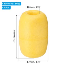 PATIKIL Set of 6 4.33" x 2.76" Rope Float Buoy 270g Deep Sea Float Buoy Trail Marker Dock Float Kayak Boat Swimming Pool Buoy Yellow