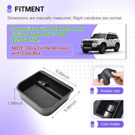 RUNROAD Center Console Organizer Tray Compatible with 2024 2025 2026 Toyota Land Cruiser Prado 250 / Lexus GX550 Accessories, Insert Armrest Storage Tray for Prado 250 GX 550 (Only Fit with Cool Box)