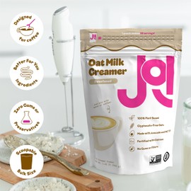 Instant Oat Milk Creamer Pouch by JOI - Makes 8 Quarts or 32 servings - Vegan, Kosher, Shelf-Stable, and Gluten-Free - Use for Coffee Creamer, Add to Smoothies & Tea or Make Your Own Oat Milk Creamer. Prebiotic, Superfood, Shelf-Stable, Barista, Fortifie