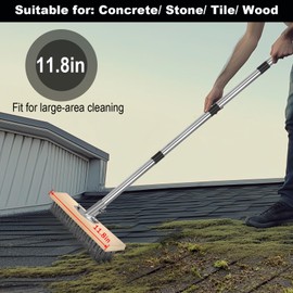 GHWMYD Crack Weeder Brush Heavy Duty Wire Broom Set, Multifunction Moss Grout Remover with Scraper Weed Puller, Detachable 64.9in Handle for Outdoor Deck Pavers Patios Walkways Concrete Floor Cleaning