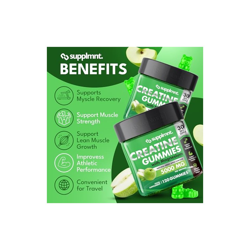 Supplmnt. Creatine Gummies 5000mg 120ct Max Strength for Men and