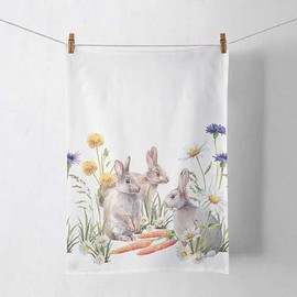 Ambiente Tea Towel Drying Towel Kitchen Towel 50 x 70 cm 100% Cotton Easter Bunny Spring Series Carrot Treat