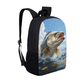 Largemouth Bass Fish School Backpack For Girls Boys Kids,Lightweight Elementary Student Bookbag Perfect for Back to School
