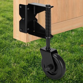 BOODVON Heavy Duty Gate Wheel, Gate Casters for Outdoor Wooden Gates or Fence Gates, Spring loaded Gate Wheel Caster for Uneven Floors, Gate Wheels with 360° Swivel, Right, Black