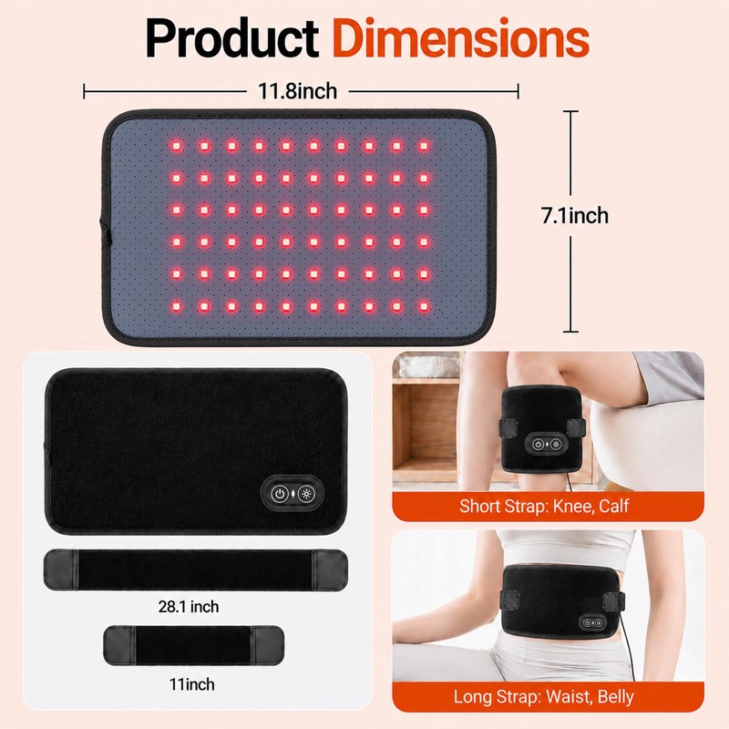 Red Light Therapy Pad for Body Pain, 11.8"x6.9" Portable Infrared
