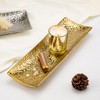Hollyone Plant Tray Saucer Decor Gold Metal Ceramic 16inch Rectangular