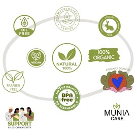 Munia Care 100% Pure Shea Butter, 200ml Jar, Unrefined, Moisturizing, Nourishing