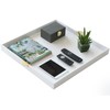 HofferRuffer Extra Large Square Serving Tray, Elegant Faux Leather Ottoman
