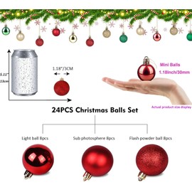 Christmas Decorations, T Tersely 24 Pack 3CM 1.18in Small Christmas Balls Ornaments for Xmas Tree - Shatterproof Christmas Tree Decorations Xmas Balls Baubles Set (Blue)