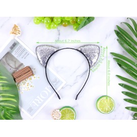 Bonnie Z. Leonardo Glitter Cat Ears Headband Grey Dazzle Cat Ears Headband