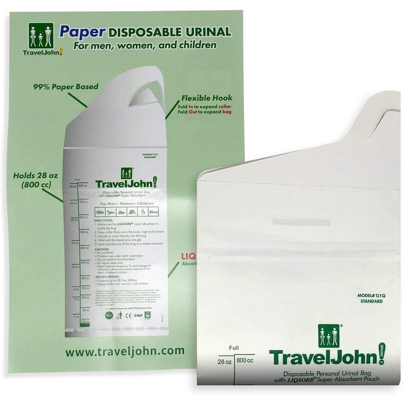 TravelJhon Unisex Disposable Paper Urinal - Pack of 4