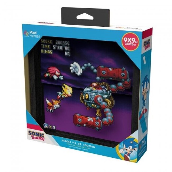 Pixel Frame Sonic Mania Heroes vs Dr Eggman 9x9 inches