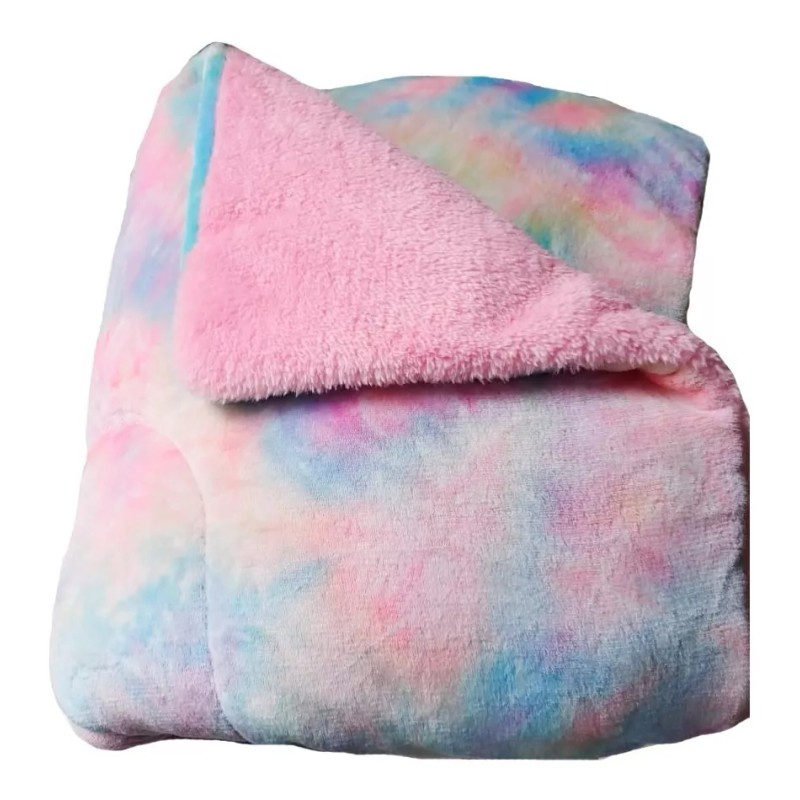 Elefantito Cobertor Individual Con Borrega Acuarela Tie Dye Ultra Suave