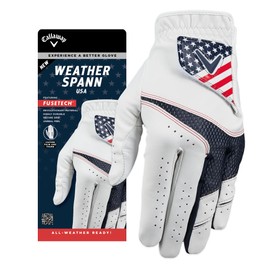 Callaway Golf Weather Spann Glove (Worn on Left Hand, Standard, Medium/Large, Red/White/Blue)