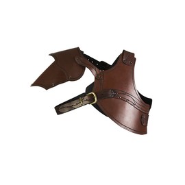 Andracor - Archers Chest Protection - Lightweight Leather Armour with Left or Right Shoulder Plate - Brown & Black - LARP Medieval Steampunk & Cosplay