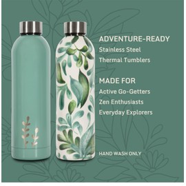 Bloomhouse Lush Forest 2 Pack 25 OZ Insulated Stianless Steel Thermal Water Bottle & Thermos