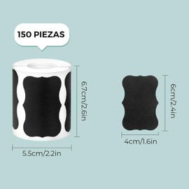 Etiquetas Adhesivas Reutilizables KINGTLE 150pcs para Frascos Cocina Negras Etiquetas de Papel con Bolígrafo, aptas para botellas, hogar, oficina y pizarra