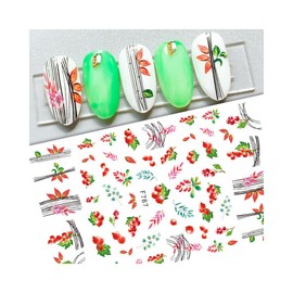 Generic Leaf Maple Bird Autumn Ginkgo Guava Fruit Palm Ash Oak Yew Nail Decal Sticker F787 Nail Wraps Art Stickers Manicure Supplies for Women for Home Nails Full Long Lasting Easy Apply and Remove