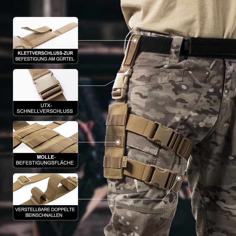 OneTigris Drop Leg Holster Adjustable, Mini MOLLE Holster Leg Holder