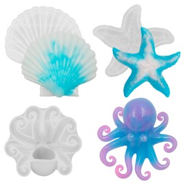 SENHAI - Juego de 3 moldes de resina marina para animales, moldes de resina epoxi de silicona para bricolaje, escritorio, acuarios, peceras, océano, decoración del hogar con temática de animales