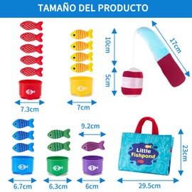 Set Educativo de Pesca para Niños con Peces de Colores y Copas Apilables, Juguete Montessori 1-3 Años para Aprender Colores, Números y Formas, Regalo Educativo Ideal para Niños en Cumpleaños o Navidad