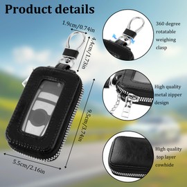 HJZHII Car Key Case, Key Case, Car Key Case, Key Case, Car Key Case, PU Car Key Case with Carabiner for Men and Women, black