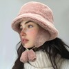 Clakllie Fuzzy Women's Bucket Hats Winter Fisherman Cap with Earflaps