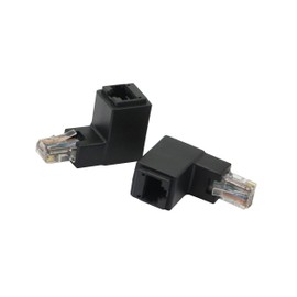 CERRXIAN 90 Degree Ethernet LAN RJ45 Male to Female, Right Angle Network Cat5 / Cat5e / Cat6 Extender Adapter(2-Pack) Black,(Up Angle)