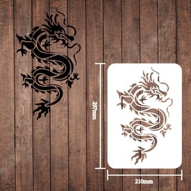 FINGERINSPIRE Dragon Stencils 29.7x21cm Reusable Dragon Wall Decor Stencil Chinese Asian Oriental Dragon Stencil for Painting on Wall Furniture Fabric Wood