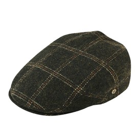 VOBOOM Men's Herringbone Flat Ivy Newsboy Hat Wool Blend Gatsby Cabbie Cap (Plaid Green, 7 7/8)