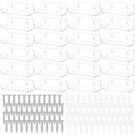 CIATBYYJ 24Pack Vinyl Record Shelf Wall Mount, 4 Inch Acrylic Vinyl Record Holder, Clear Records Wall Shelves Display Shelf for Walls Album Covers CD Book Pictures Frame