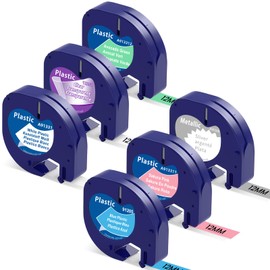 Markurlife Label Tape Compatible with DYMO Letratag Label Tape Plastic 12 mm x 4 m Compatible with Letra Tag XR LT-100H LT-100T QX50 2000 Tapes Transparent/White/Silver/Blue/Pink/Green