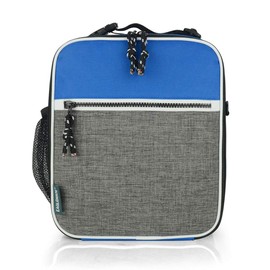 EAGLEMATE Insulated Lunch Bag – Portable Lunch Tote with Clip-on Buckle, Leakproof Interior, Front Pocket & Side Mesh – 7.5L Small Lunch Box for Work, School-BPA Free (Royal Blue/Gray)