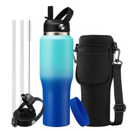 32 OZ Stainless-steel Tumblers Insulated Water Bottles - Cold 48H & Hot 24H, Leak-Proof Metal Water Flask with Sleeve, Protective Boot, BPA Free Vacuum Insulated 32 Oz Water Bottle Fits In Cup Holder