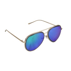 irisaa Leoodo Aviator Sunglasses Mirrored with Metal Frame, Green