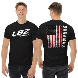 LBZ Duramax T-Shirt Men's American Flag Tee Patriotic Diesel Truck Shirt - Black - M