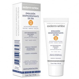 Exderm White Emulsin Despigmentante Da Antimanchas con Protector Solar FPS 50 Tratamiento para Melasma Pao Rostro Hidratante Piel Sensible 50 ml      