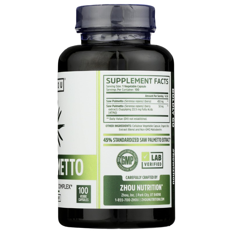 ZHOU NUTRITION Saw Palmetto Prostate Health Complex, 100 CT