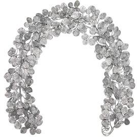 3 Pcs 6FT Christmas Garland Silver Glittered Artificial Eucalyptus Leaves for Mantle Christmas Tree Decorations Indoor Outdoor Hanging Garland Ornaments Garden Door Window Stair Holiday Home Decor