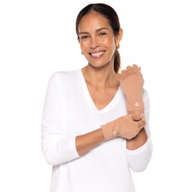 Coolibar UPF 50+ Men's Women's Ouray UV Fingerless Sun Gloves - Sun Protective (Small- Antique Tea)